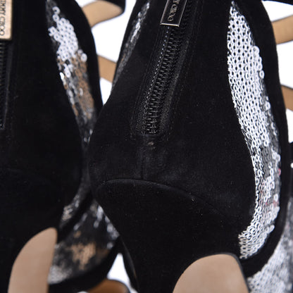 Jimmy Choo Suede Sequin Tempest Sandals 41.5 Silver 14 of 15