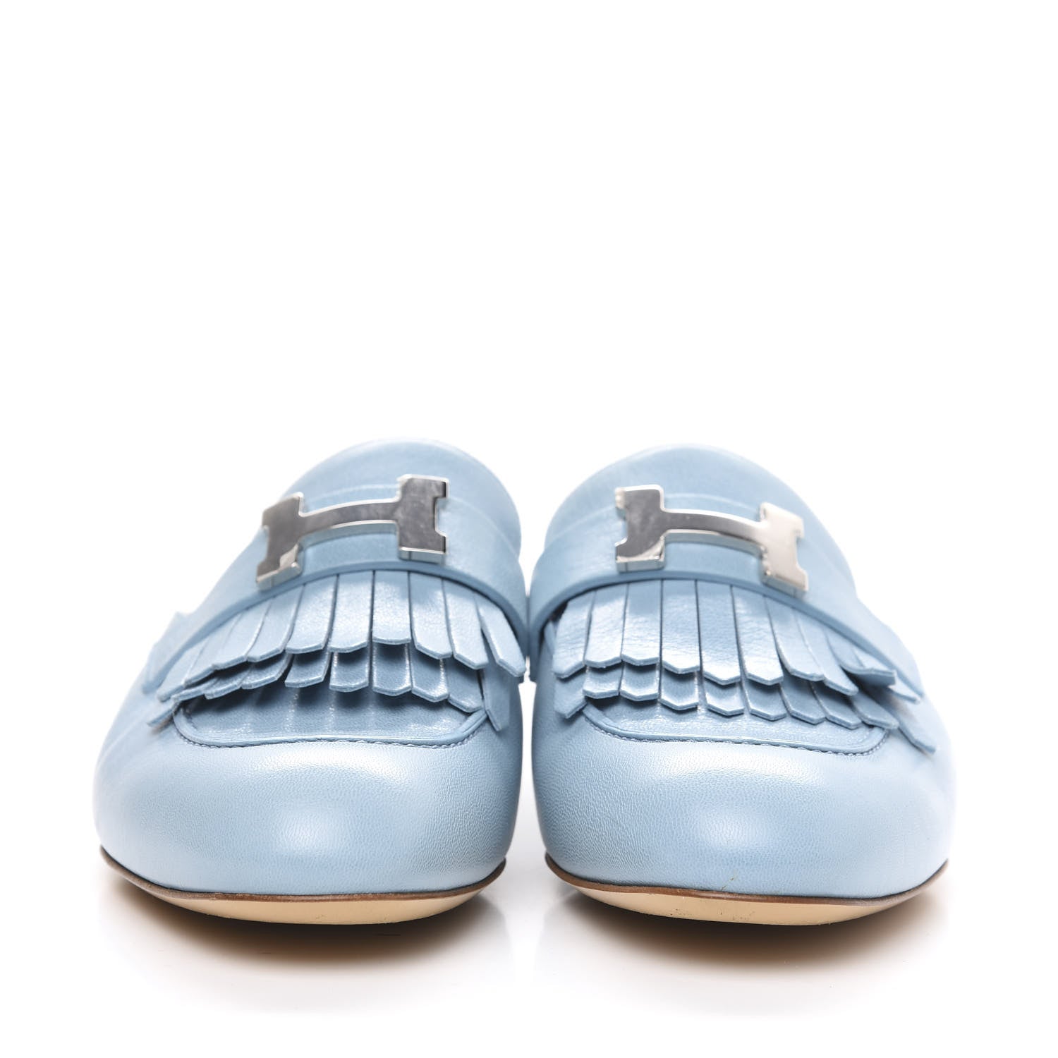 Hermes Goatskin Rivoli Mules 36.5 Bleu Ciel 2 of 9
