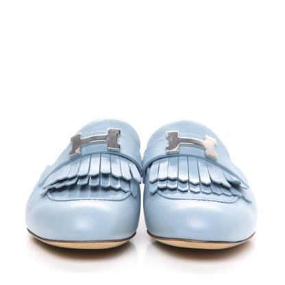 Hermes Goatskin Rivoli Mules 36.5 Bleu Ciel 2 of 9