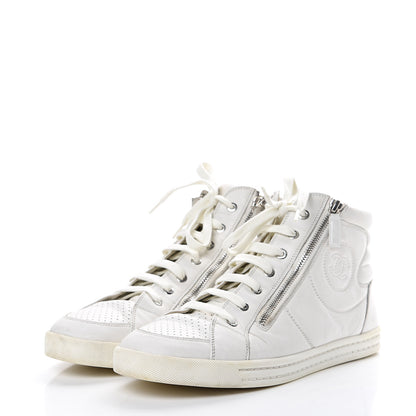 Chanel Calfskin Mens High Top CC Sneakers 43 White 3 of 14