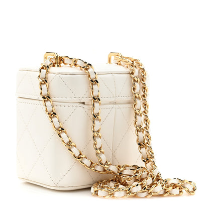 Chanel Lambskin Quilted Vanity Clutch With Chain White 3 of 7