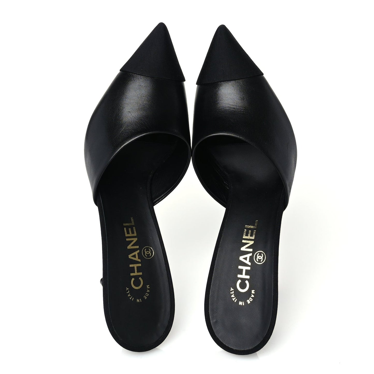 Goatskin Grosgrain Cap Toe Pearl Mule 39 Black
