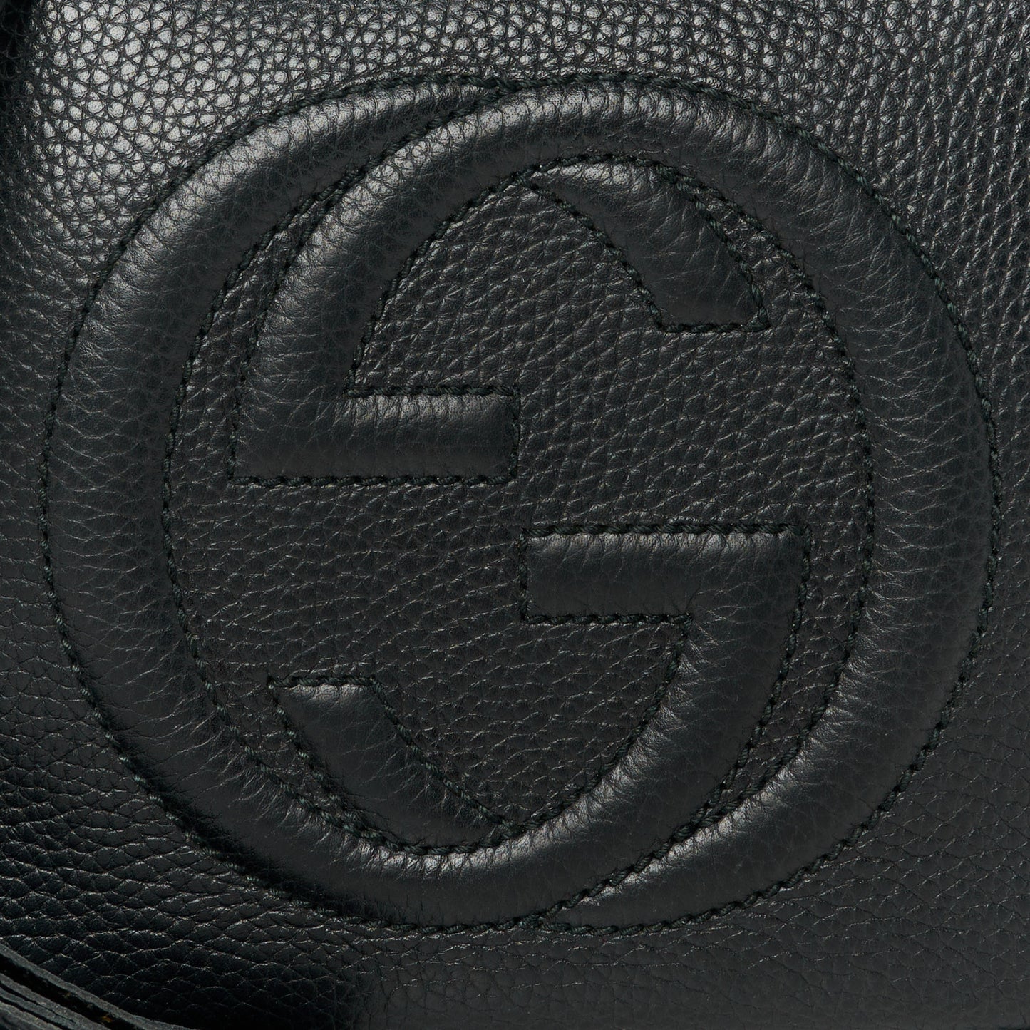 Pebbled Calfskin Small Soho Disco Bag Black