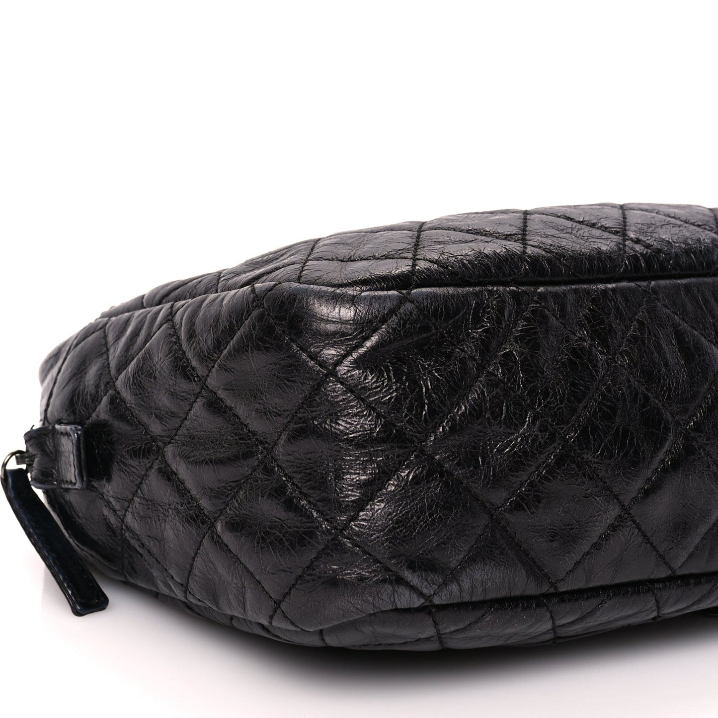 Metallic Aged Calfskin Quilted Medium Reissue Camera Case Black