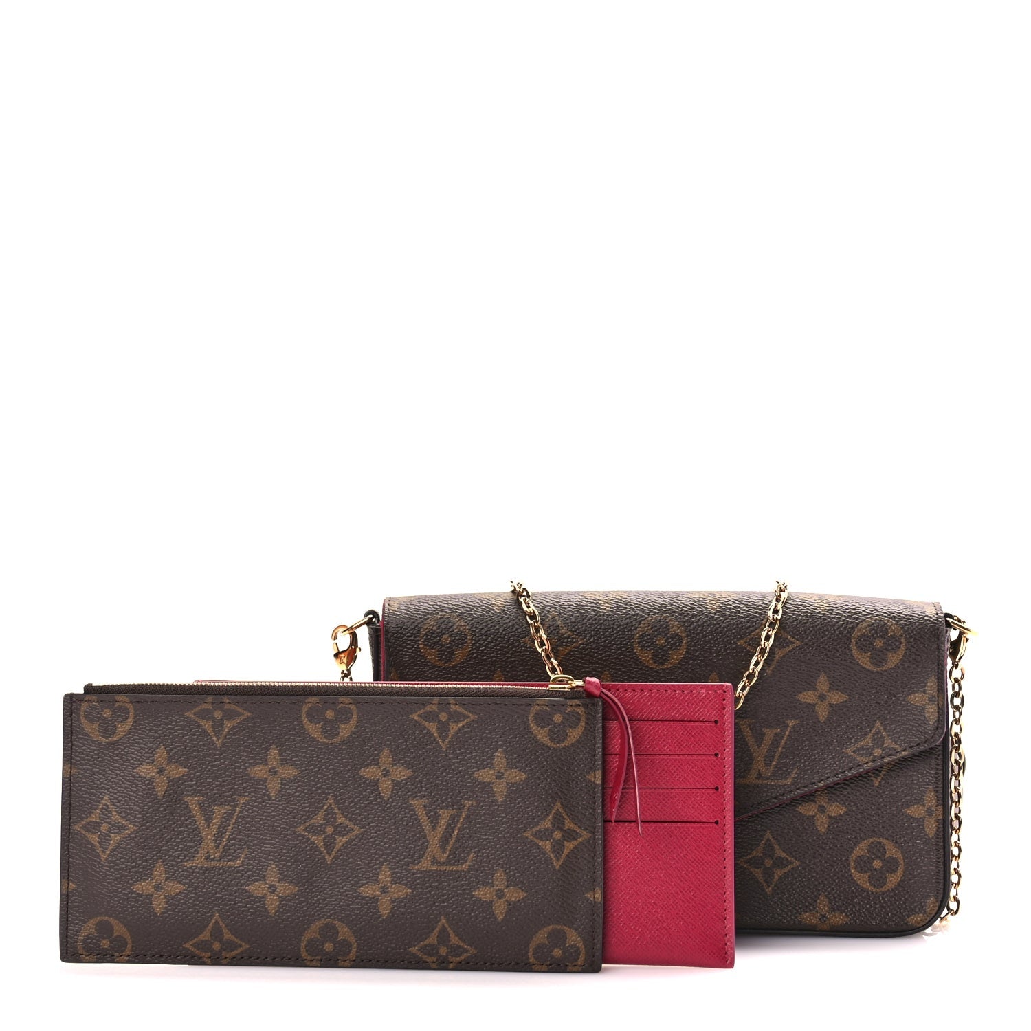 Louis Vuitton Monogram Pochette Felicie Chain Wallet Fuchsia 2 of 9