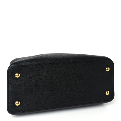 Louis Vuitton Taurillon Capucines MM  Black Fuchsia 3 of 8