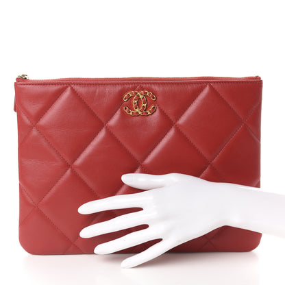 Chanel Goatskin Quilted Large 19 Cosmetic Case Red 2 of 8