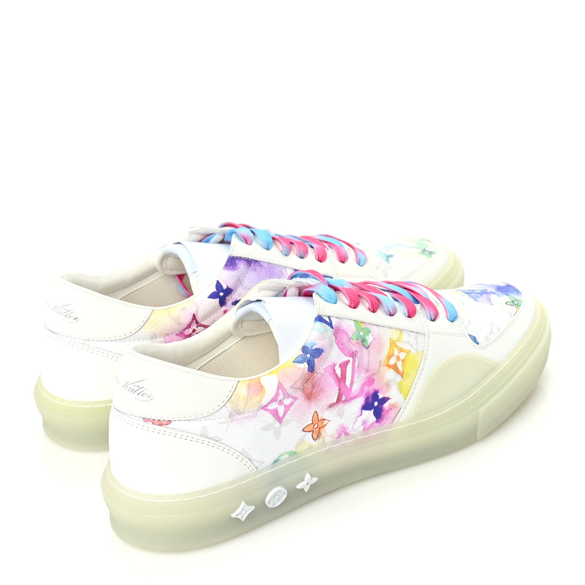 Louis Vuitton Calfskin Monogram Watercolor Mens LV Ollie Richelieu Sneakers 10 Multicolor 5 of 8
