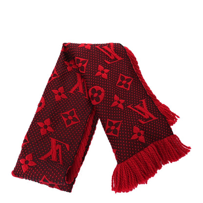 Louis Vuitton Wool Silk Logomania Scarf Rubis 2 of 3