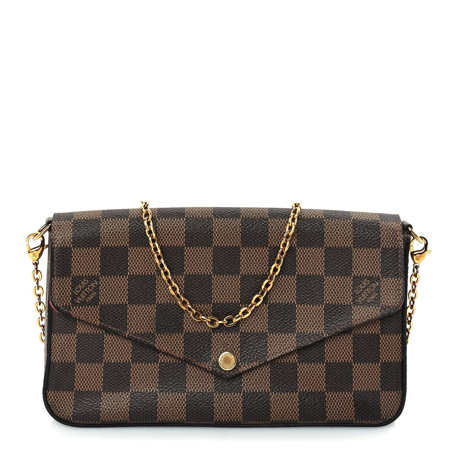 Louis Vuitton Damier Ebene Pochette Felicie Chain Wallet 2 of 10