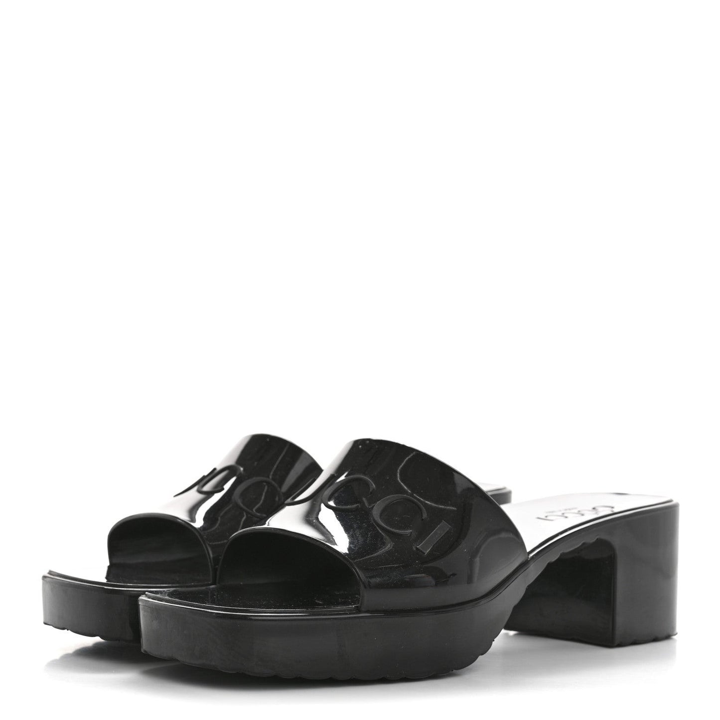 Rubber Logo Womens Platform 20/60mm Slide Sandals 35 Black