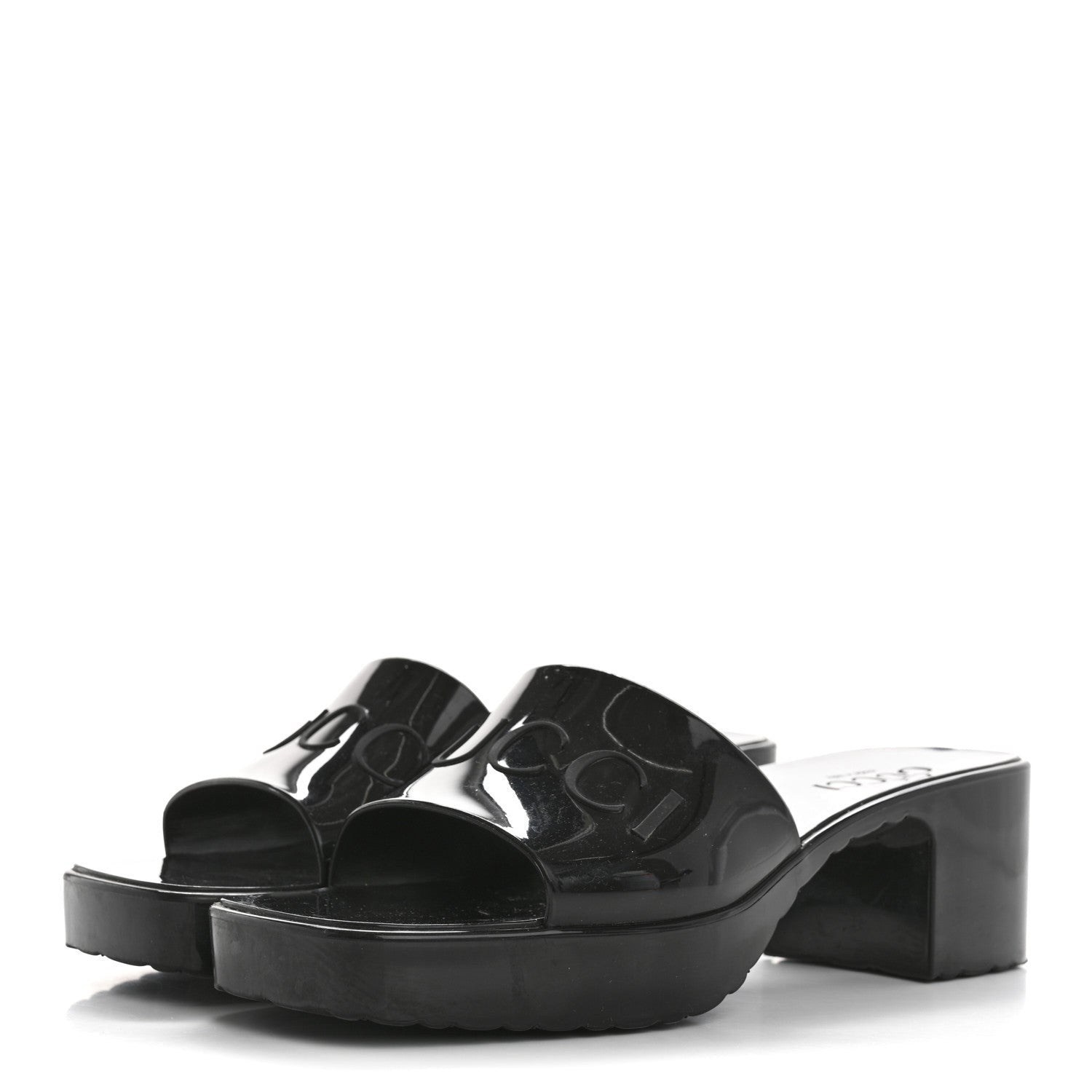 Gucci Rubber Logo Womens Platform 20/60mm Slide Sandals 35 Black 4 of 7