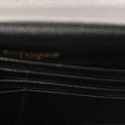 Saint Laurent Grain De Poudre Matelasse Chevron Monogram Envelope Chain Wallet Black 5 of 9