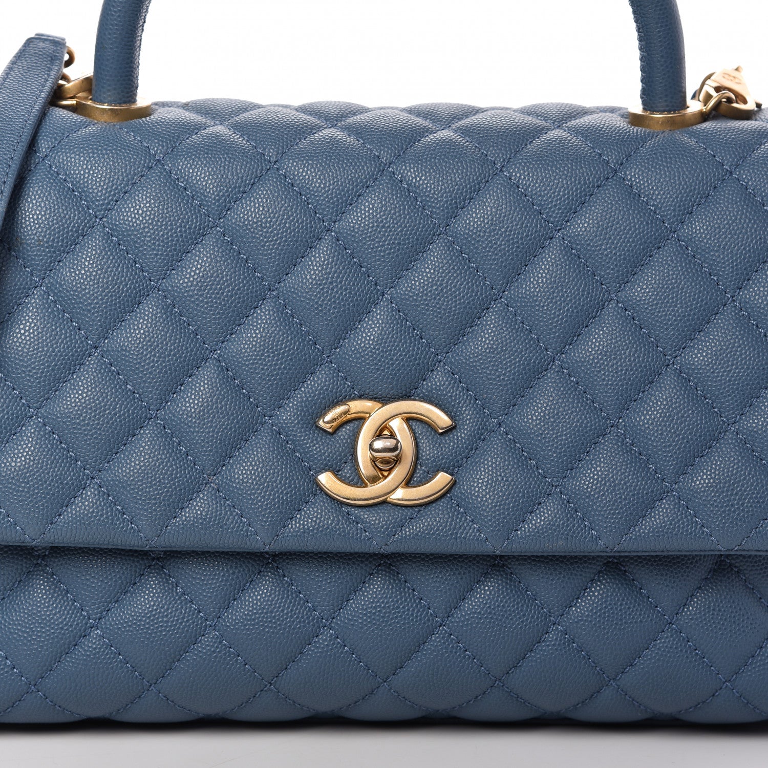 Chanel Caviar Quilted Small Coco Handle Flap Blue 10 of 10