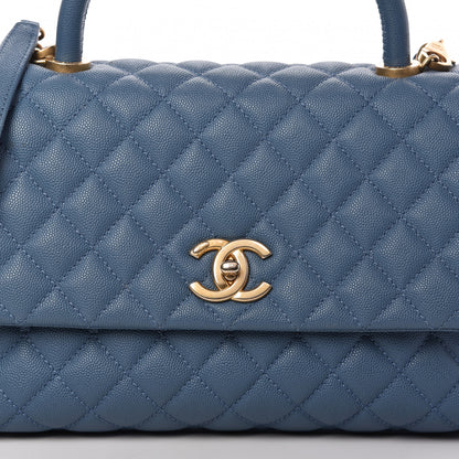 Chanel Caviar Quilted Small Coco Handle Flap Blue 10 of 10