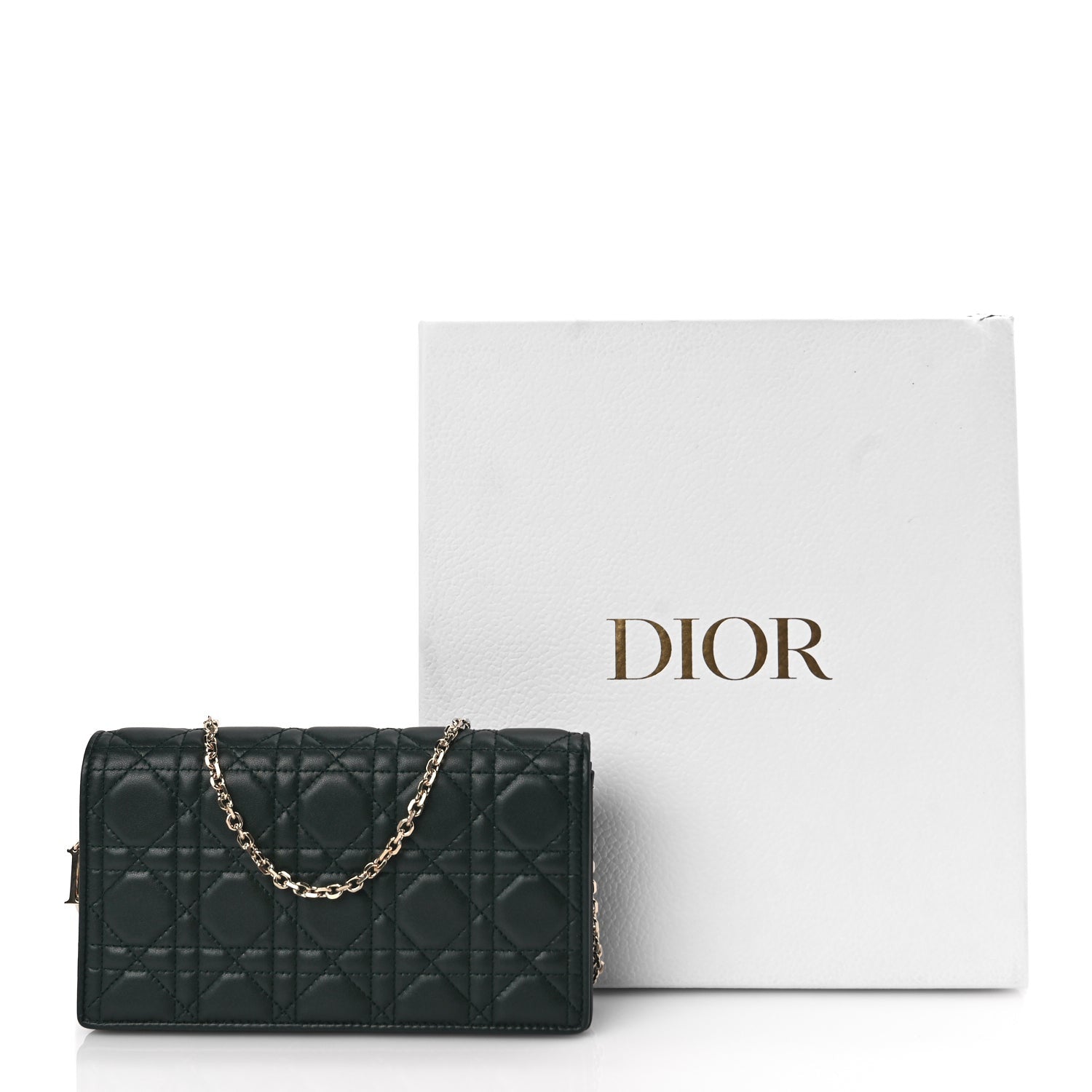 Christian Dior Lambskin Cannage Lady Dior Pouch Dark Green 10 of 10