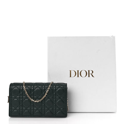 Christian Dior Lambskin Cannage Lady Dior Pouch Dark Green 10 of 10