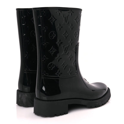 Louis Vuitton Rubber Embossed Monogram Drops Flat Half Boots 39 Black 4 of 7