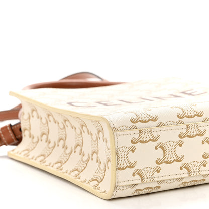 Celine Triomphe Canvas Calfskin Mini Vertical Cabas White 7 of 9