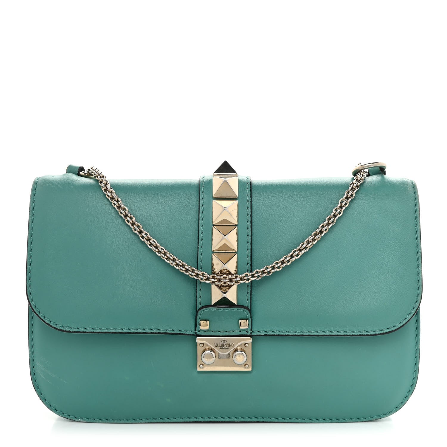 Valentino Garavani Vitello Medium Glam Lock Rockstud Flap Colibri 1 of 13