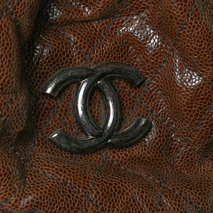Chanel Distressed Glazed Caviar Quilted Large Elastic Tote Brown 9 of 13