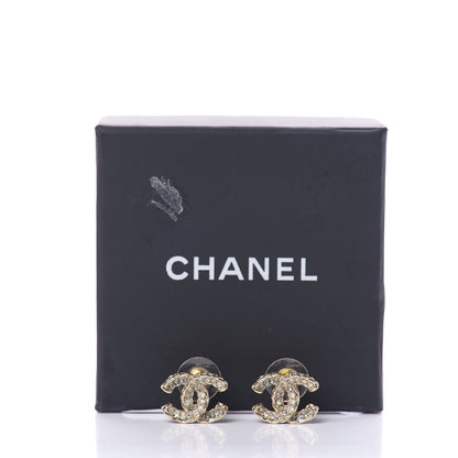 Chanel Crystal Chain CC Earrings Gold 7 of 7