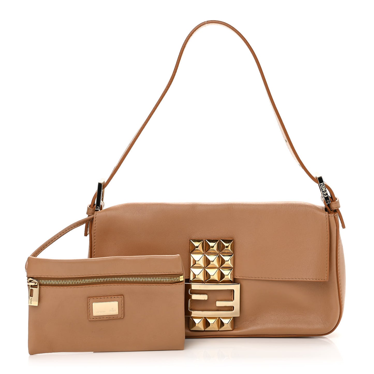 Calfskin Stud Baguette Brown