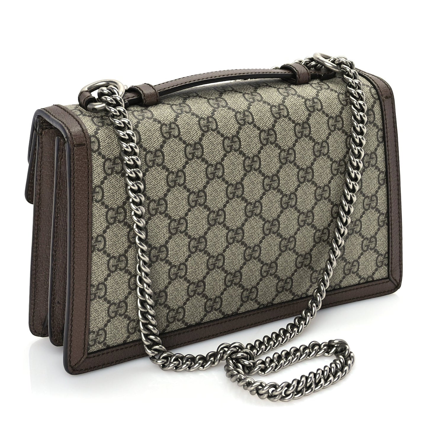 GG Supreme Monogram Textured Dollar Calfskin Top Handle Dionysus Shoulder Bag Beige Ebony New Acero