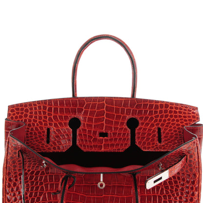 Hermes Shiny Porosus Crocodile Birkin 35 Rouge H 16 of 25