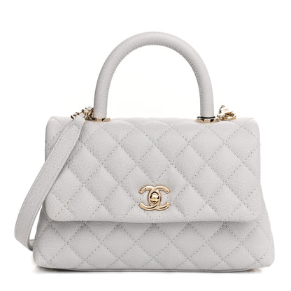 Chanel Caviar Quilted Mini Coco Handle Flap Light Grey 2 of 21