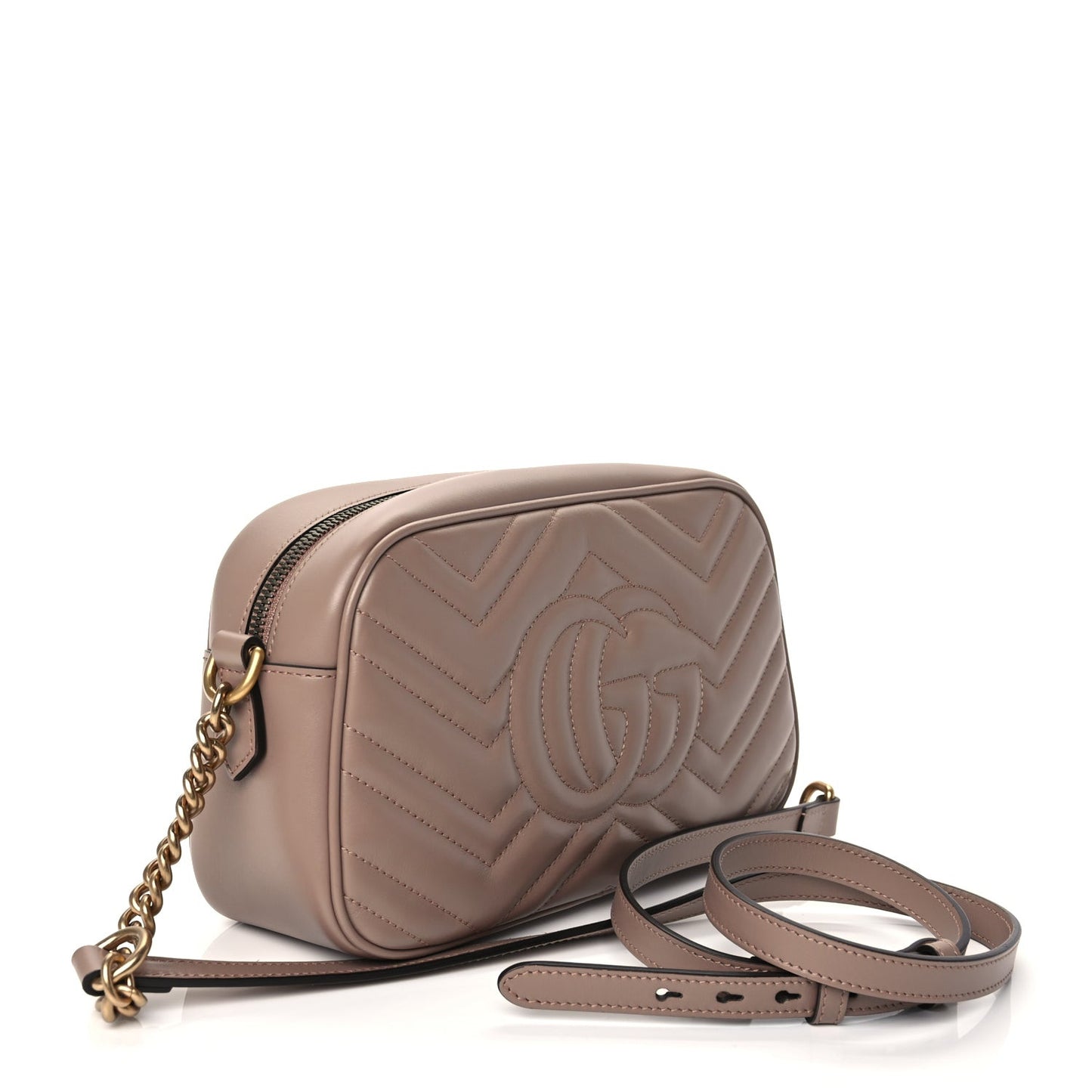 Calfskin Matelasse Small GG Marmont Chain Shoulder Bag Porcelain Rose