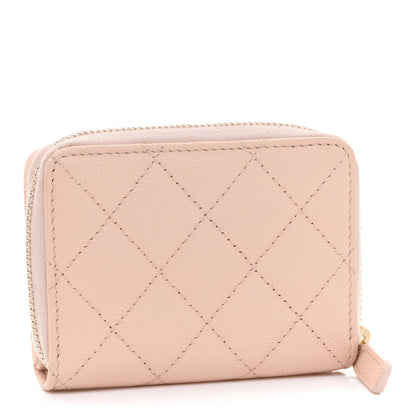 Chanel Caviar Quilted Compact Zipped Wallet Beige 3 of 9