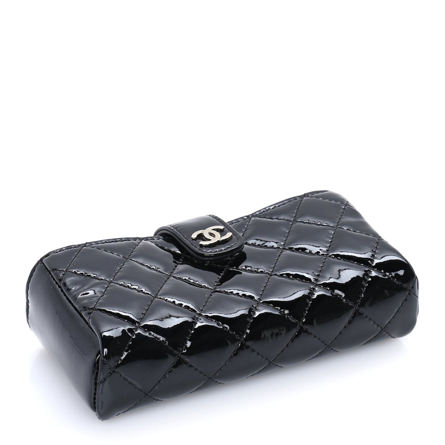 Patent Quilted Mini Phone Holder Clutch Black