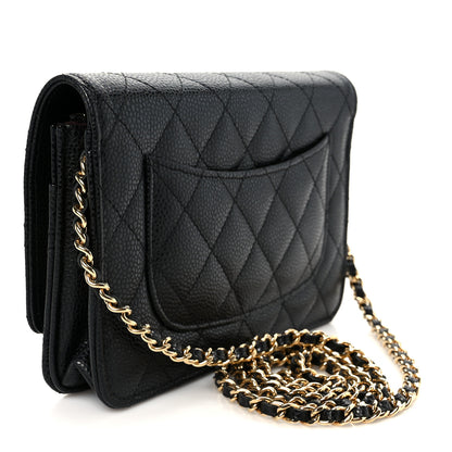 Chanel Caviar Quilted CC Turnlock Wallet On Chain WOC Black 3 of 11