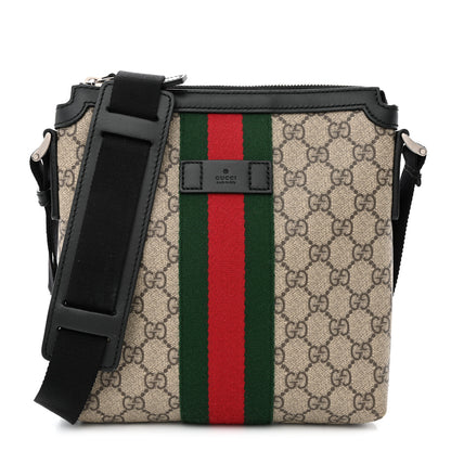 Gucci GG Supreme Monogram Web Messenger Bag Black 1 of 10