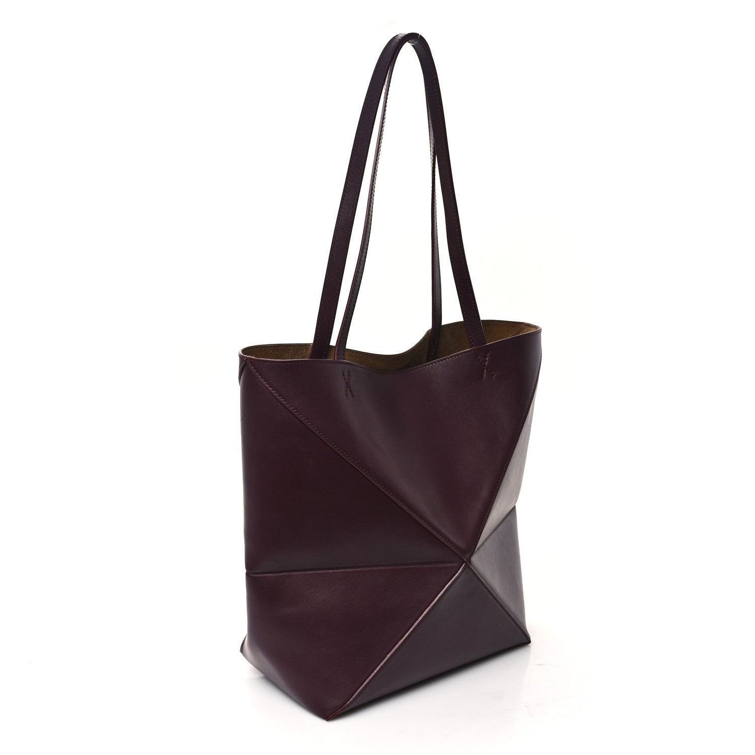 Loewe Shiny Calfskin Medium Puzzle Fold Tote Dark Burgundy 3 of 12