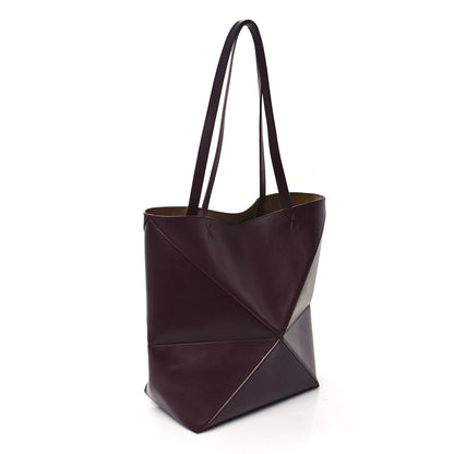 Loewe Shiny Calfskin Medium Puzzle Fold Tote Dark Burgundy 3 of 12