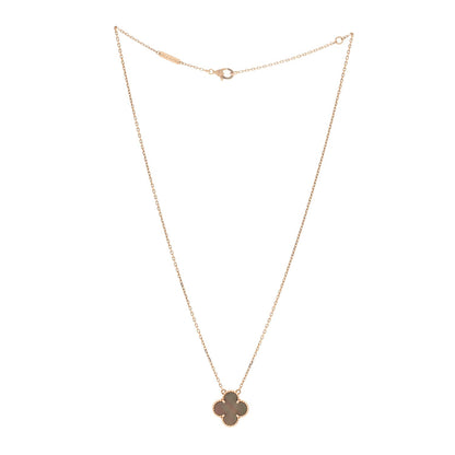 Van Cleef & Arpels 18K Rose Gold Gray Mother of Pearl Vintage Alhambra Pendant Necklace Grey 1 of 5