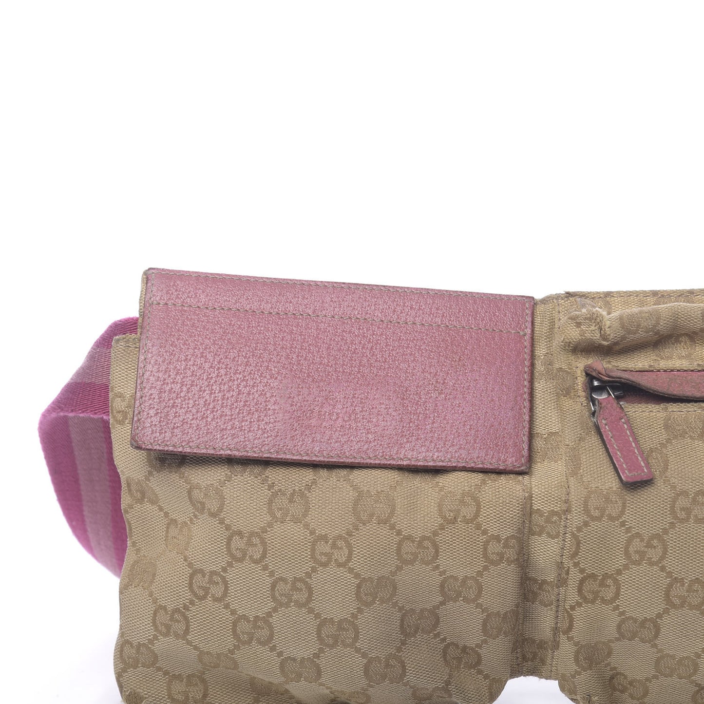 GG Monogram Web Double Pocket Belt Bag Pink