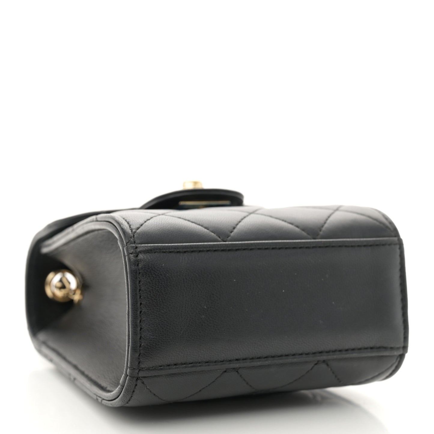 Lambskin Quilted Extra Mini Wallet On Chain WOC Black