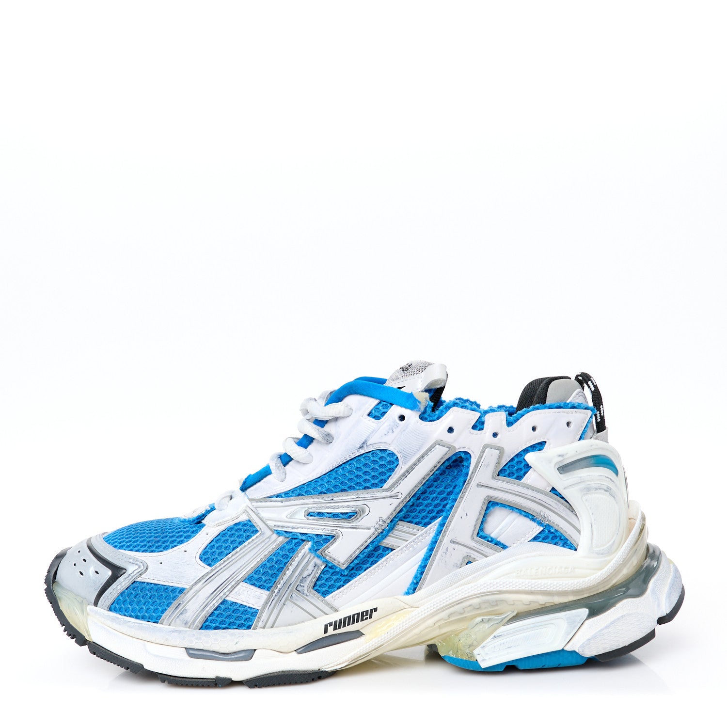 Balenciaga Mesh Rubber Bi-Color Mens Runner Sneakers 45 Grey Blue White 1 of 10