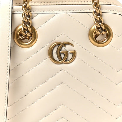 Gucci Calfskin Matelasse Chevron Mini GG Marmont Tote Mystic White 7 of 7