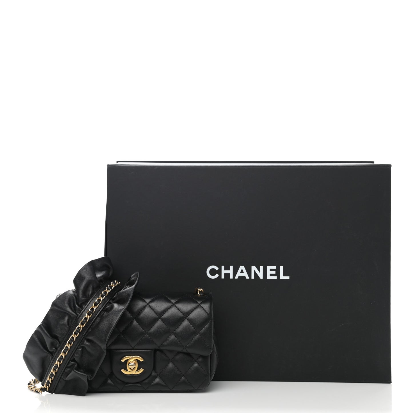 Lambskin Quilted Mini Romance Rectangular Flap Black