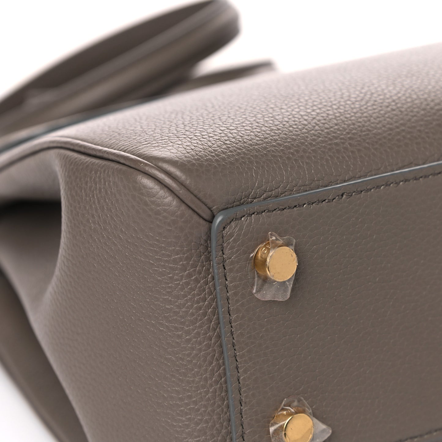 Grained Calfskin Small 16 Top Handle Bag Pebble