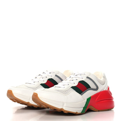 Gucci Lavaredo Eco Fabric Mesh Web Womens Rhyton Reflective Sneakers 35.5 Great White Green Red Silver 4 of 7