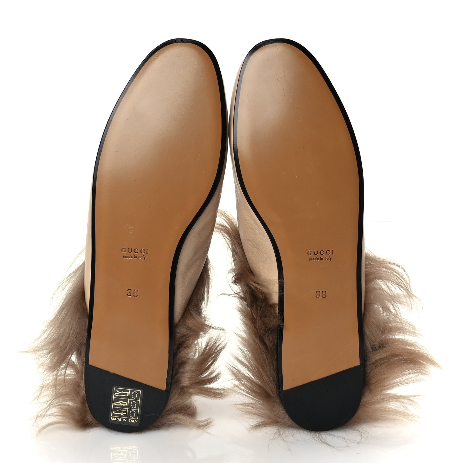 Gucci Calfskin Fur Womens Princetown Slippers 38 Beige 6 of 9