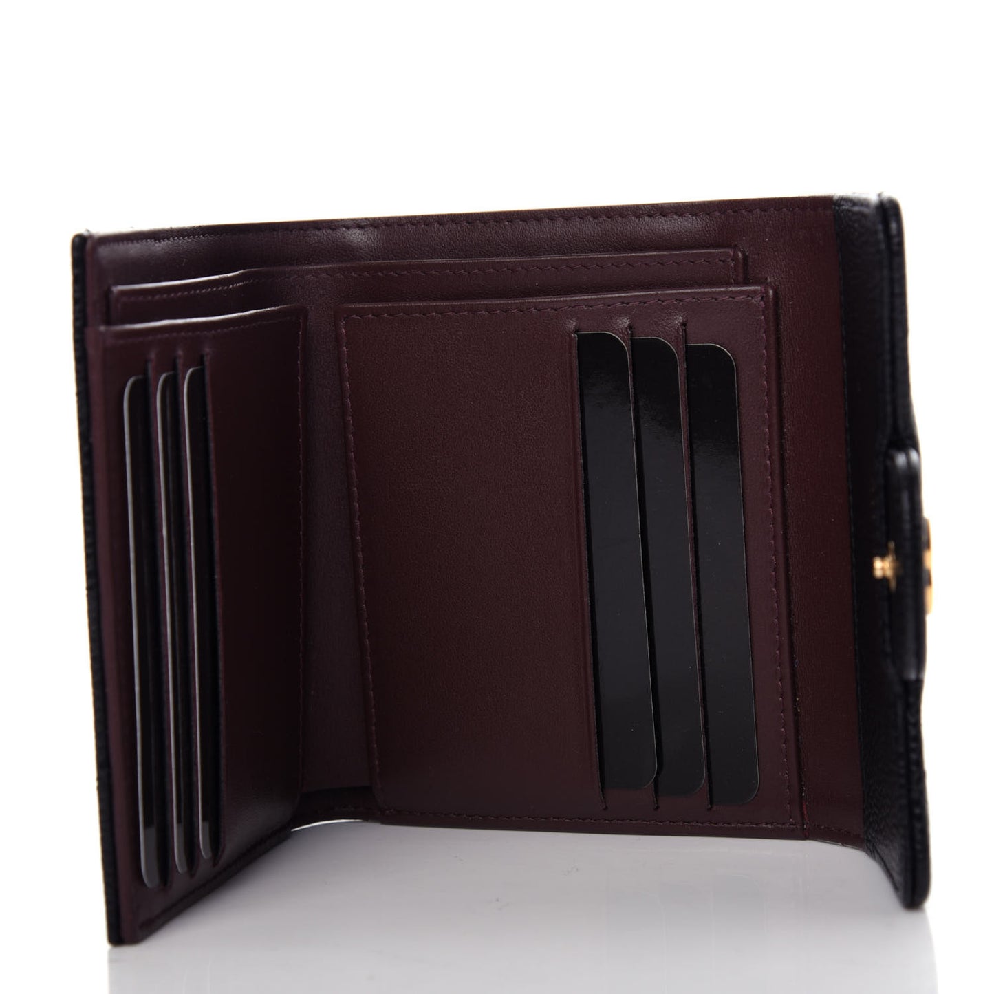 Caviar Quilted Compact Flap Wallet Black