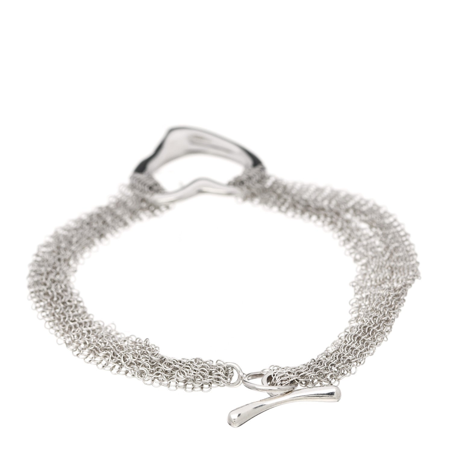 Tiffany Sterling Silver Elsa Peretti Open Heart Mesh Bracelet 3 of 4