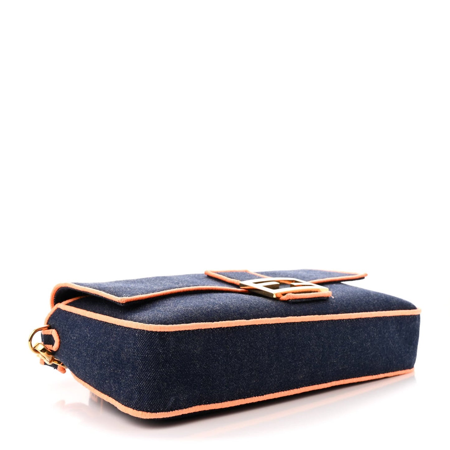 Denim Large Baguette Blue Arancio Fluo