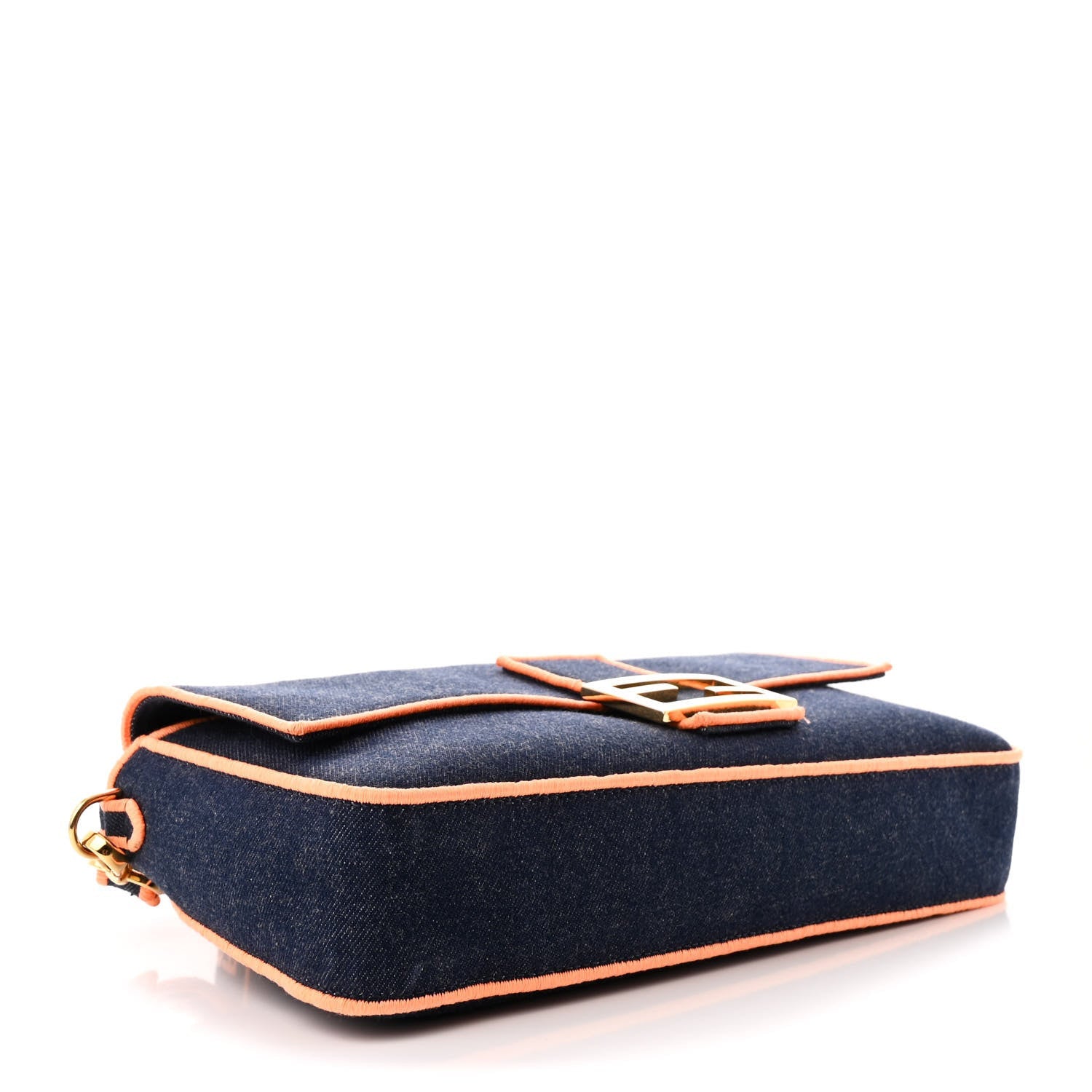 Fendi Denim Large Baguette Blue Arancio Fluo 4 of 7